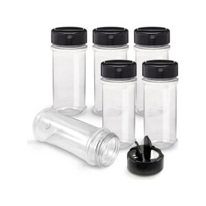 RoyalHouse 6-Pack 5.5 oz Plastic Spice Jars with Shaker Lids (BPA Free)